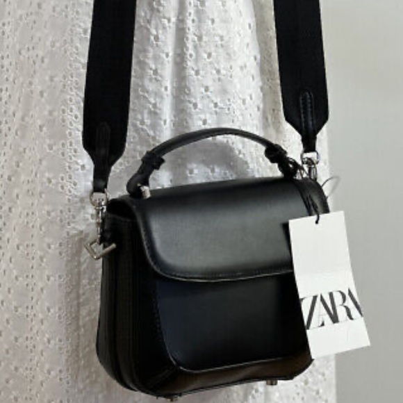 Zara Handbags - Zara Womens Crossbody Bag black  mini flap Handle Removable Shoulder Strap new